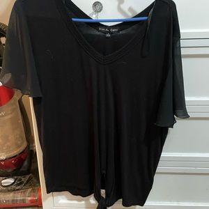 Black Sheer Sleeves Blouse